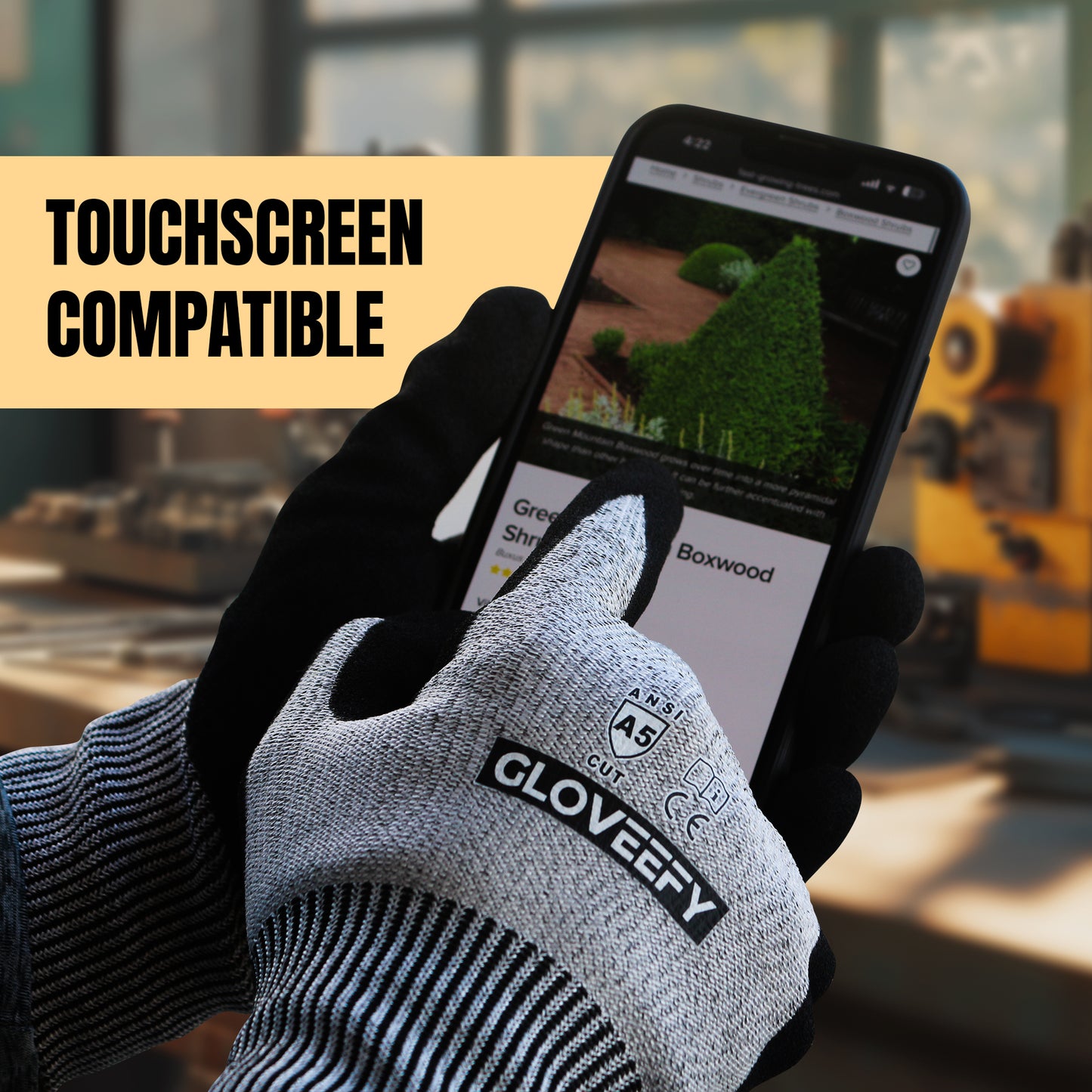 A5 Cut Resistant Gloves, Sandy Nitrile Coated, Abrasion Resistant, Anti-slip, Comfort Fit