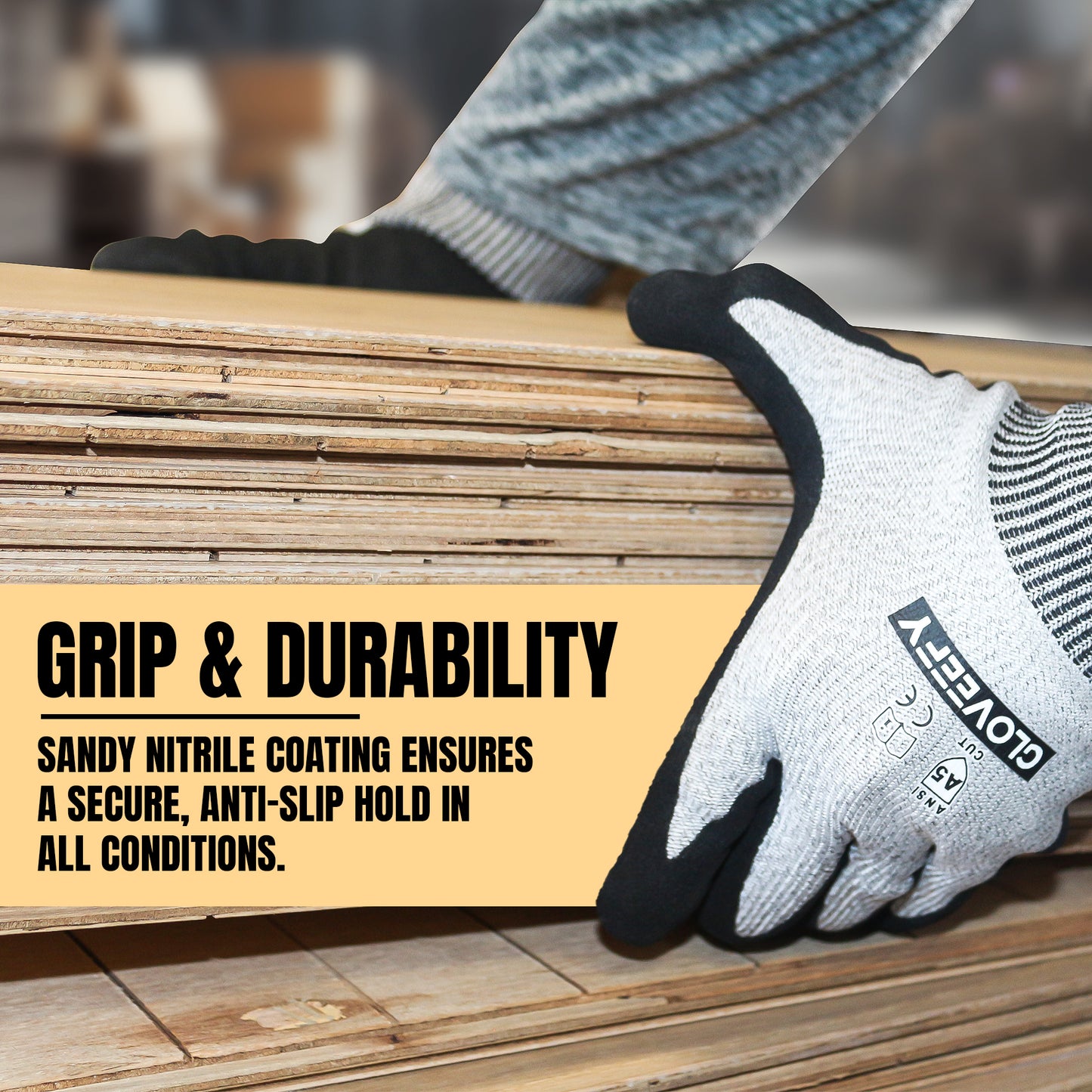 A5 Cut Resistant Gloves, Sandy Nitrile Coated, Abrasion Resistant, Anti-slip, Comfort Fit